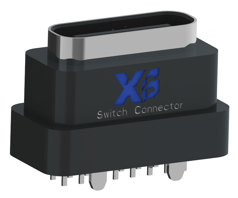 XB-ATCF-16-008 TYPE C 16P立插H7.6mm四脚防水母座H7.6mm IPX8